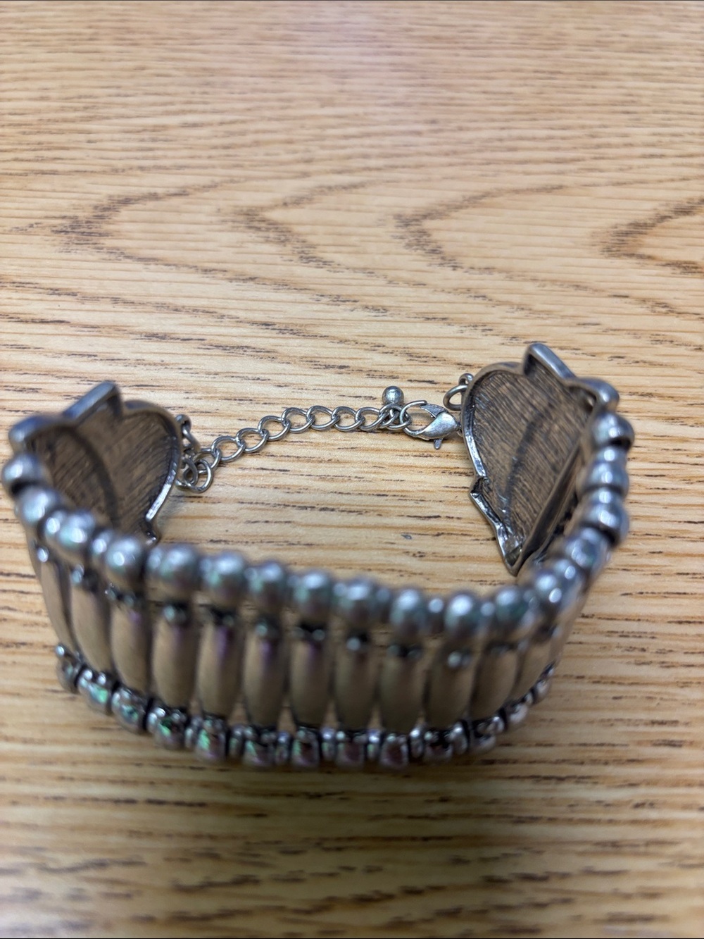 Unbranded Silver Tone Beaded Stretch Cuff Bracelet